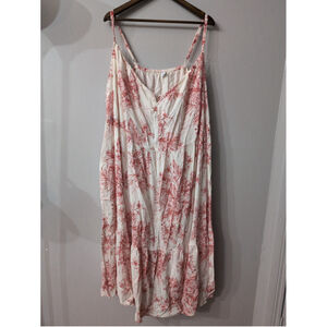 Old Navy Cream Red Hawaiian Artsy Tiered Maxi Dress Women Sz 3X Beach Summer
